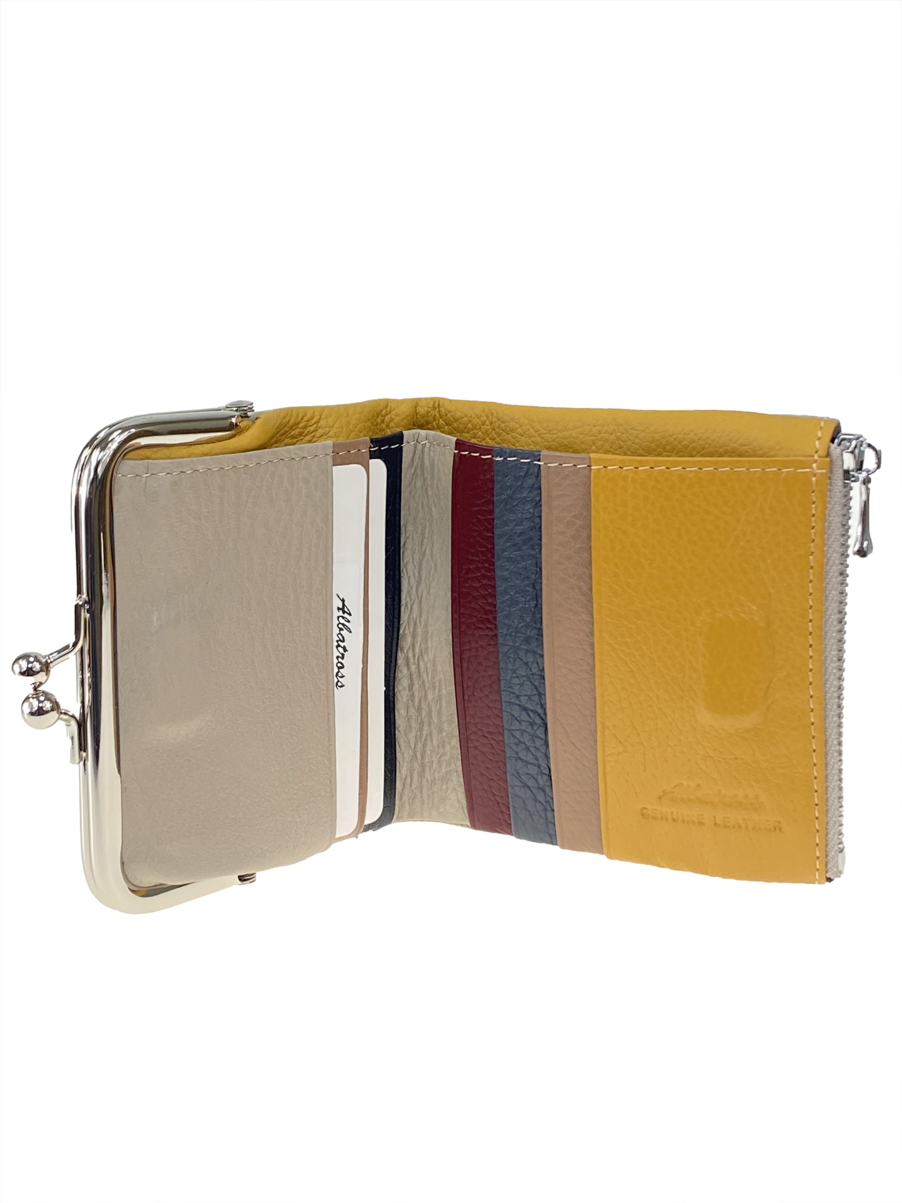 На фото 2 - Кожаный женский кошелёк с фермуаром, цвет бежевый