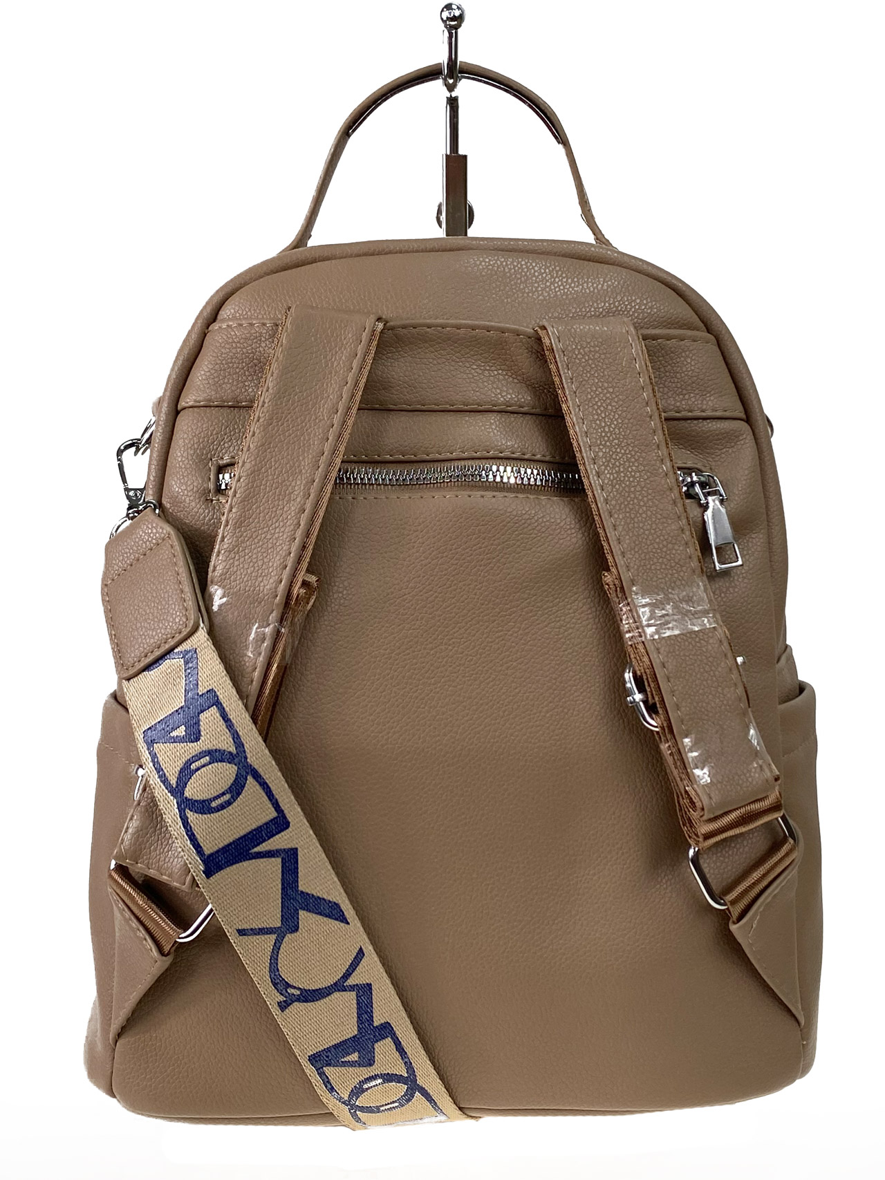 На фото 2 - Сумка-рюкзак из искусственной кожи, цвет бежевый