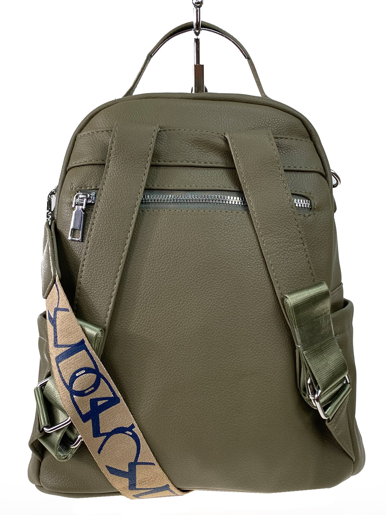 На фото 2 - Сумка-рюкзак из искусственной кожи, цвет  зеленый
