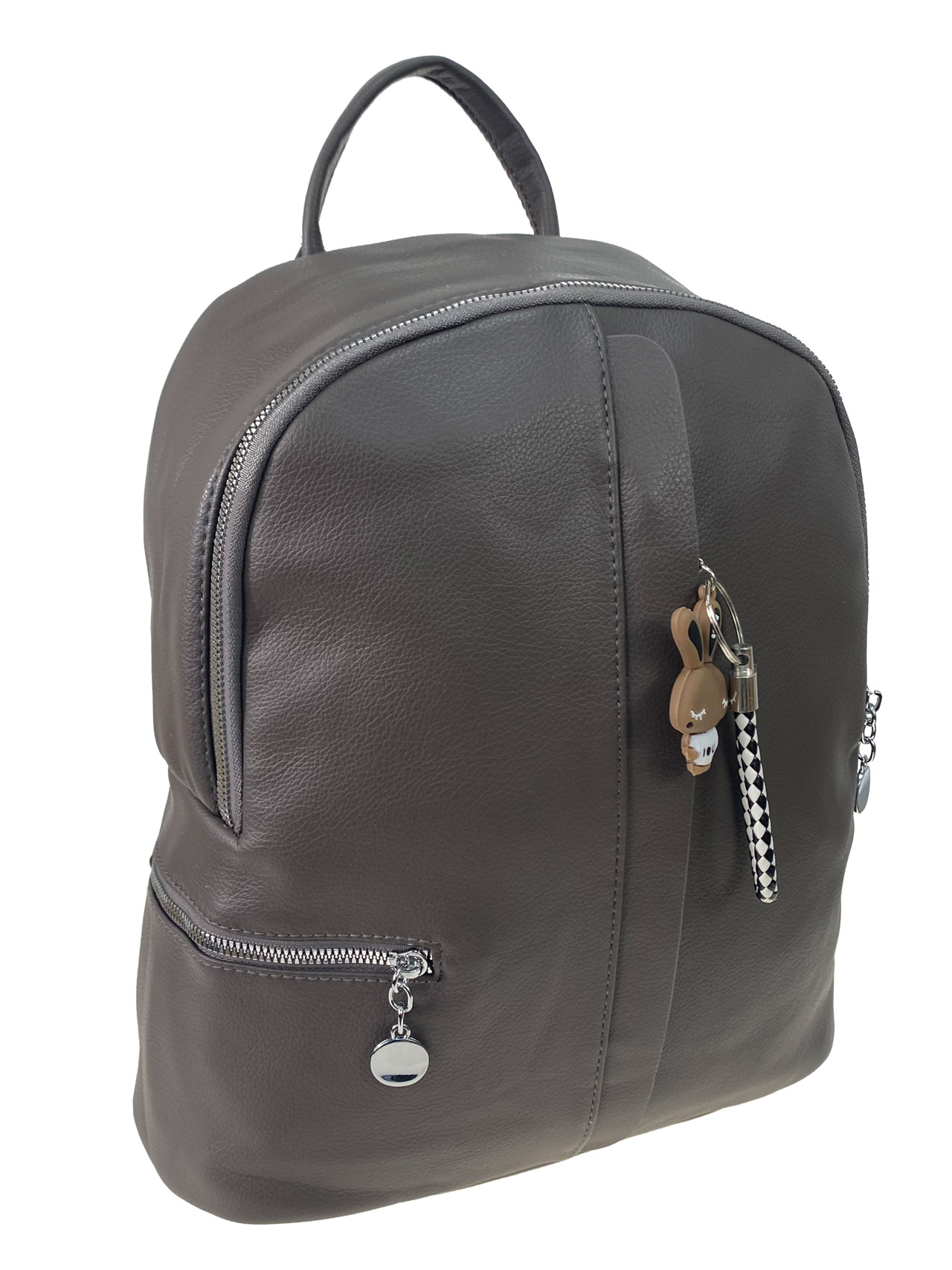 На фото 1 - Женский рюкзак из искусственной кожи, цвет  черный