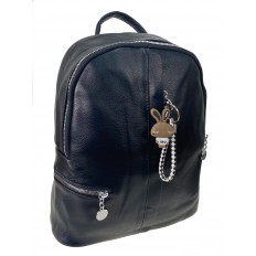 На фото 2 - Женский рюкзак из искусственной кожи, цвет  черный