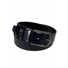 На фото 1 - Мужской ремень из натуральной кожи двусторонний, цвет синий/черный