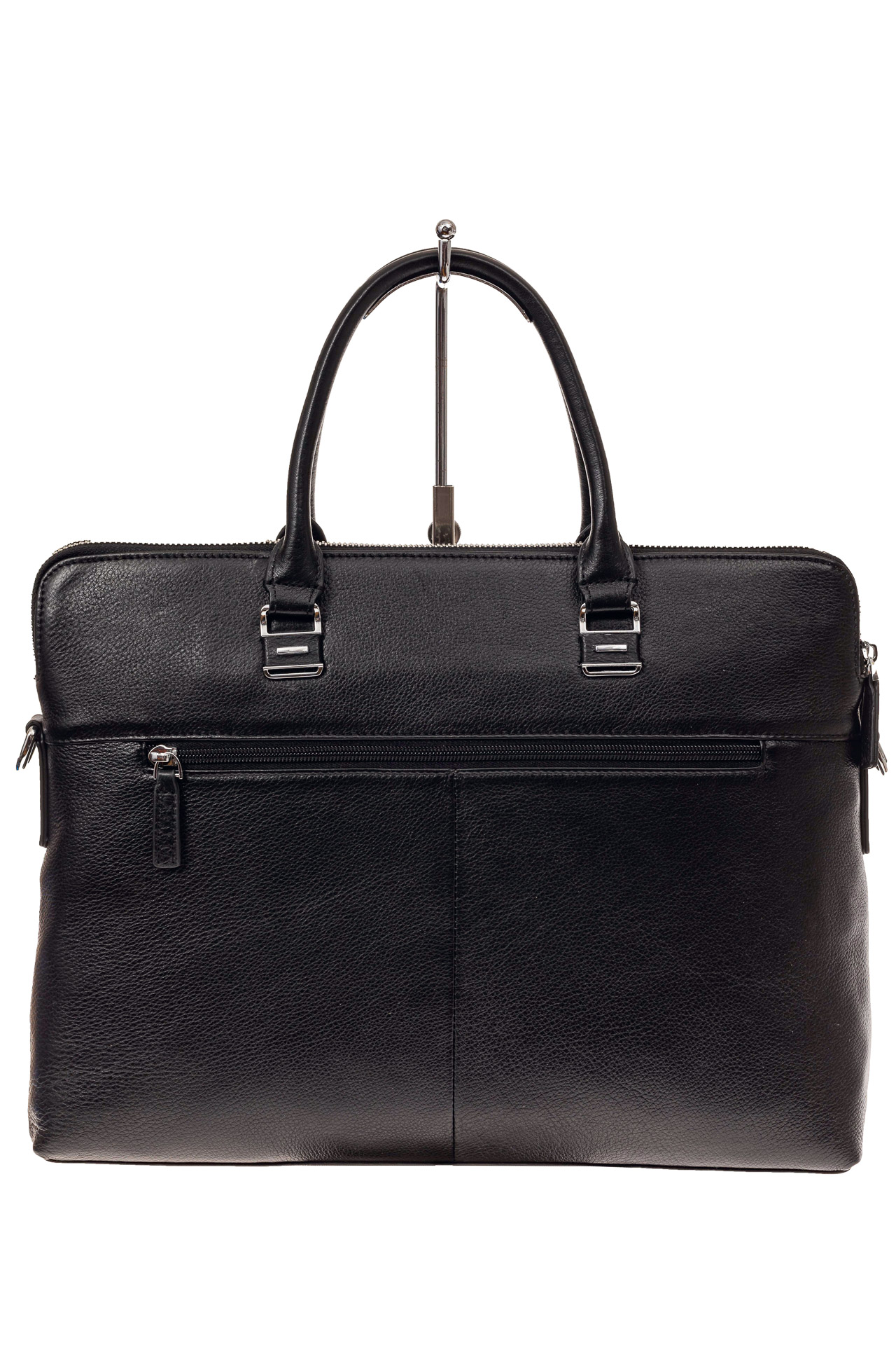 На фото 3 - Строгая мужская сумка из натуральной кожи, цвет черный