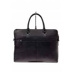 На фото 3 - Строгая мужская сумка из натуральной кожи, цвет черный