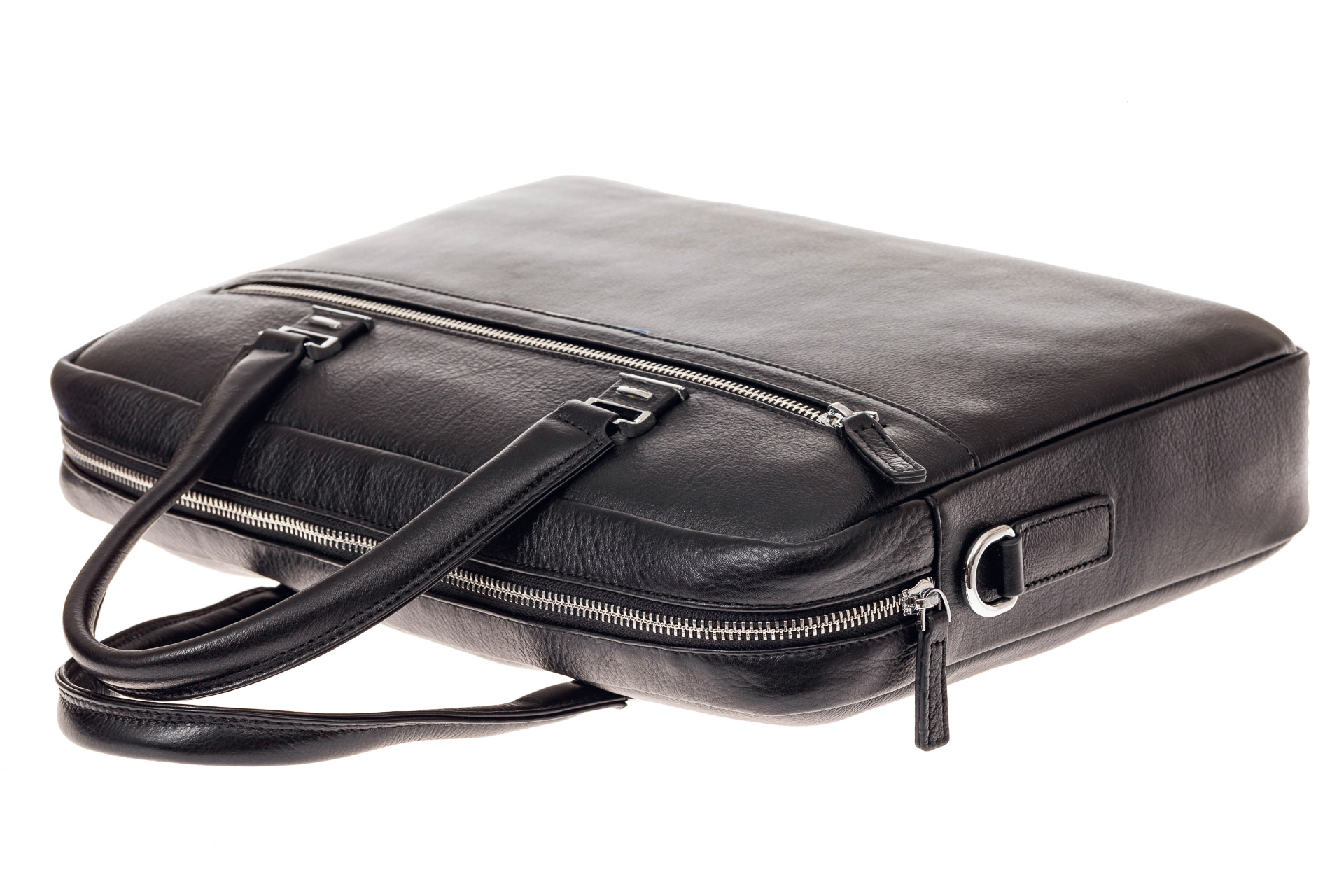 На фото 4 - Мужской кожаный портфель, цвет черный