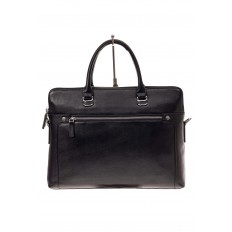На фото 2 - Мужской кожаный портфель, цвет черный