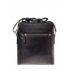 На фото 2 - Мужская сумка через плечо из натуральной кожи, цвет черный