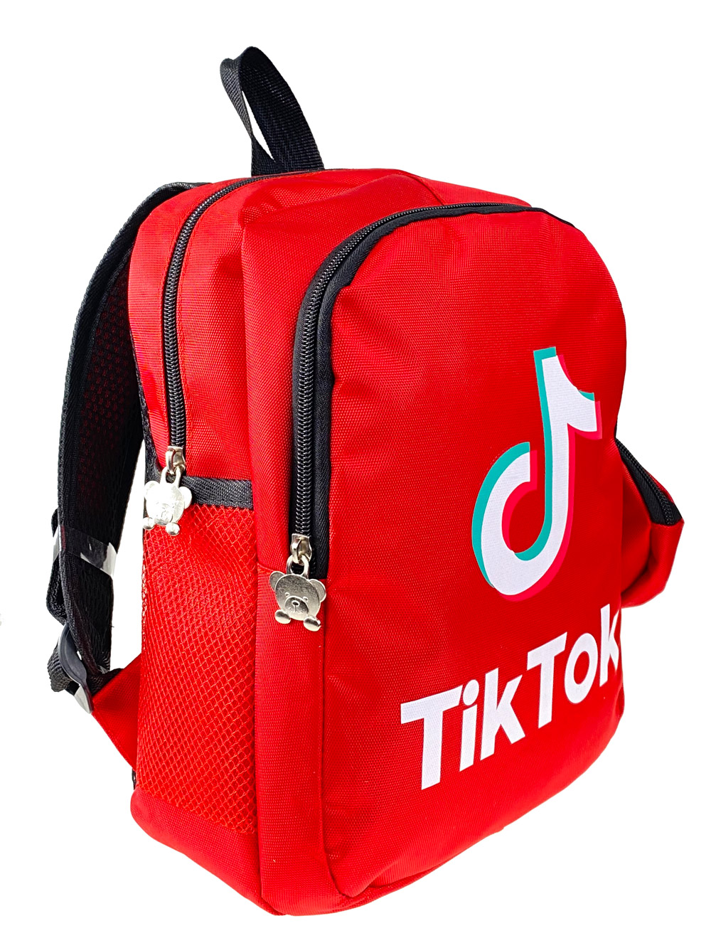 На фото 1 - Рюкзак детский со стильным принтом и кошельком, цвет красный