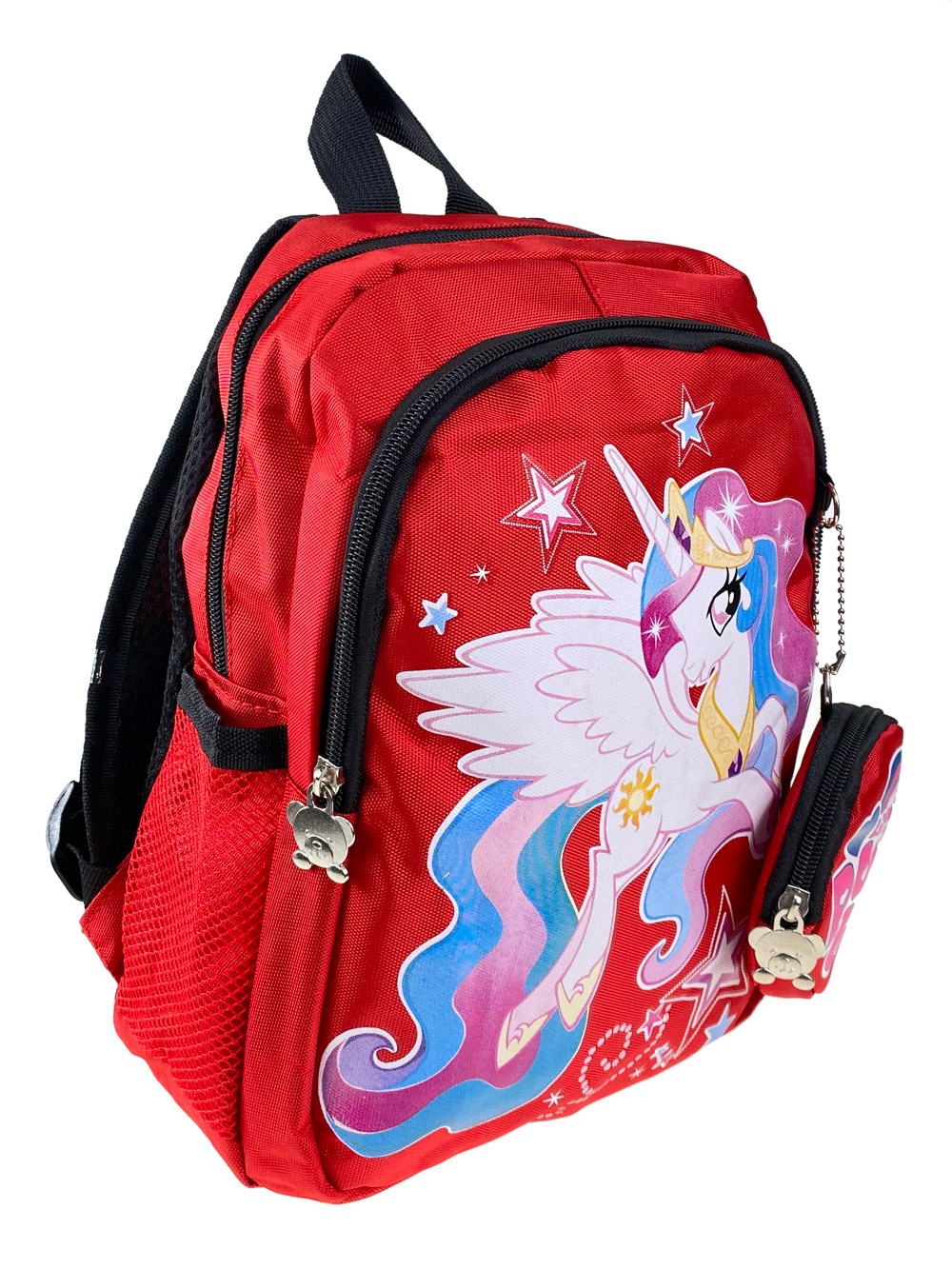 На фото 1 - Красный рюкзак детский с ярким принтом