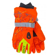 На фото 1 - Подростковые утепленные перчатки, цвет оранжевый