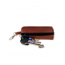 На фото 1 - Ключница-батон из натуральной кожи на карабине, цвет рыжий