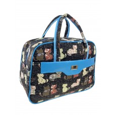 На фото 1 -  Тканевая женская сумка для фитнеса с принтом кошки, мультицвет