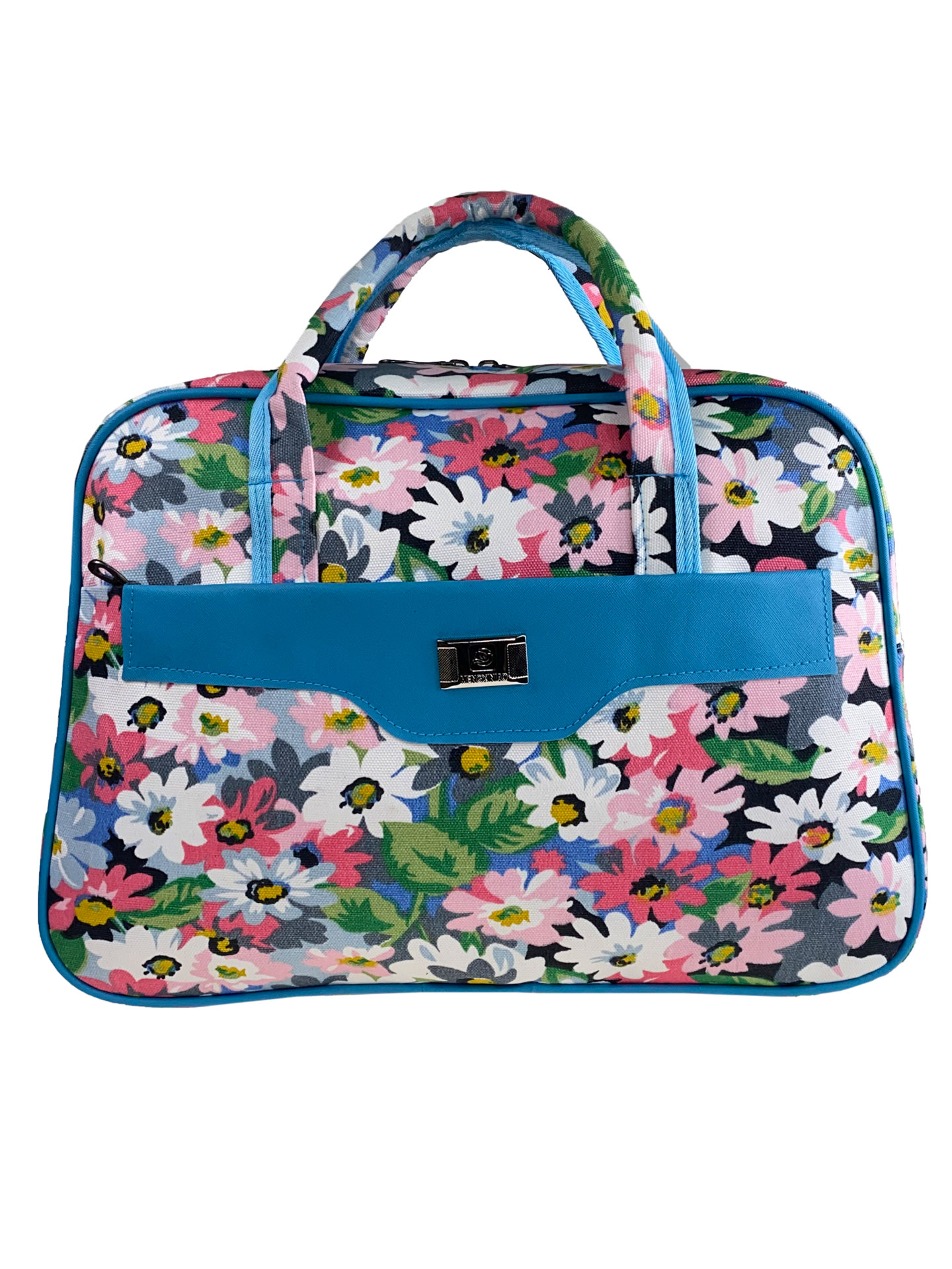 На фото 2 - Тканевая женская сумка для фитнеса с принтом цветов, мультицвет