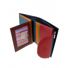 На фото 2 - Женский кожаный кошелёк, цвет чёрный с красным