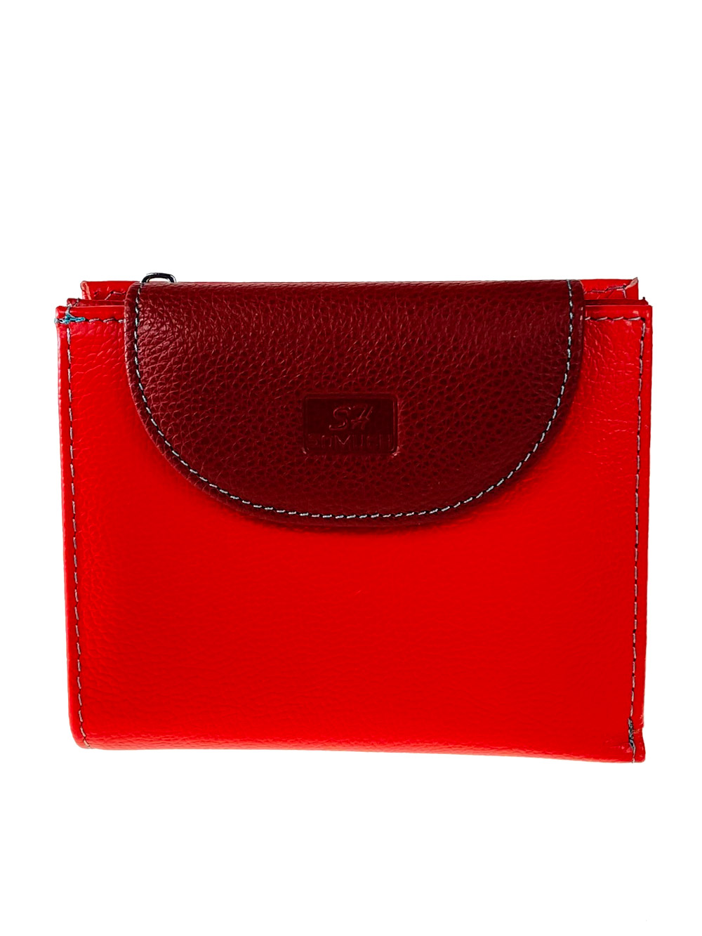 На фото 1 - Женский кожаный кошелёк, цвет красный с бордовым