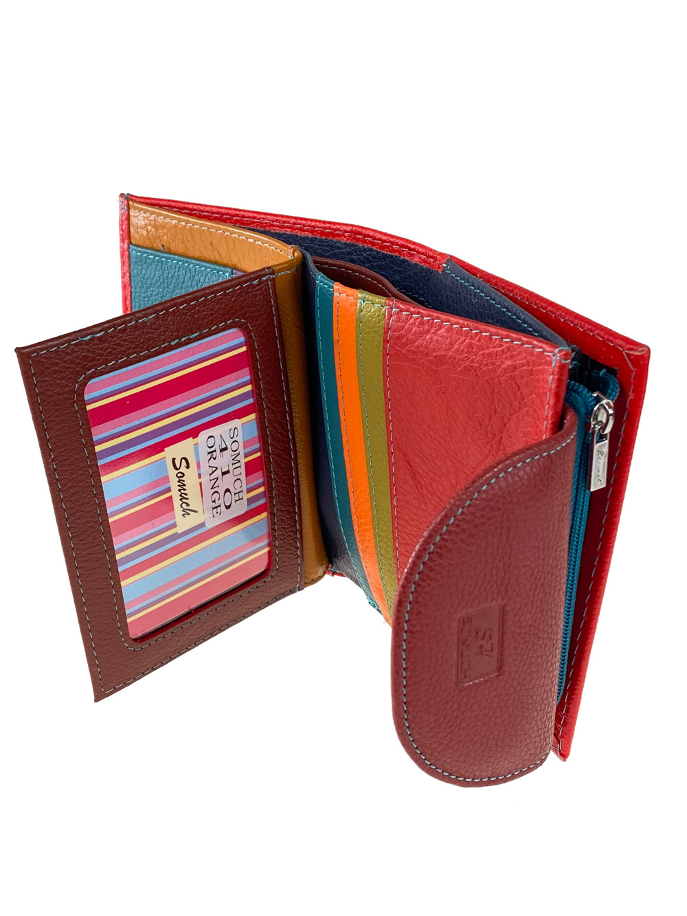 На фото 2 - Женский кожаный кошелёк, цвет красный с бордовым