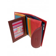 На фото 2 - Женский кожаный кошелёк, цвет красный с бордовым