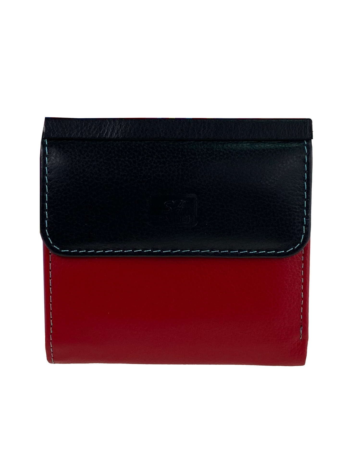 На фото 1 - Маленький женский кошелёк из натуральной кожи, цвет красный с чёрным