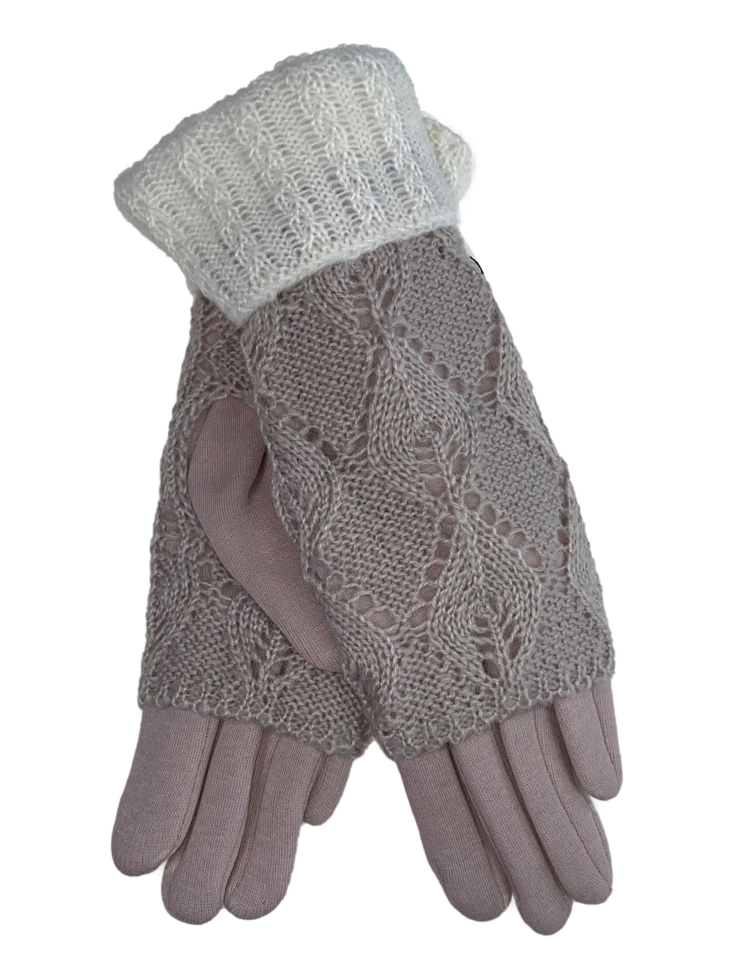 На фото 1 - Текстильные перчатки с шерстяными митенками, цвет бежевый