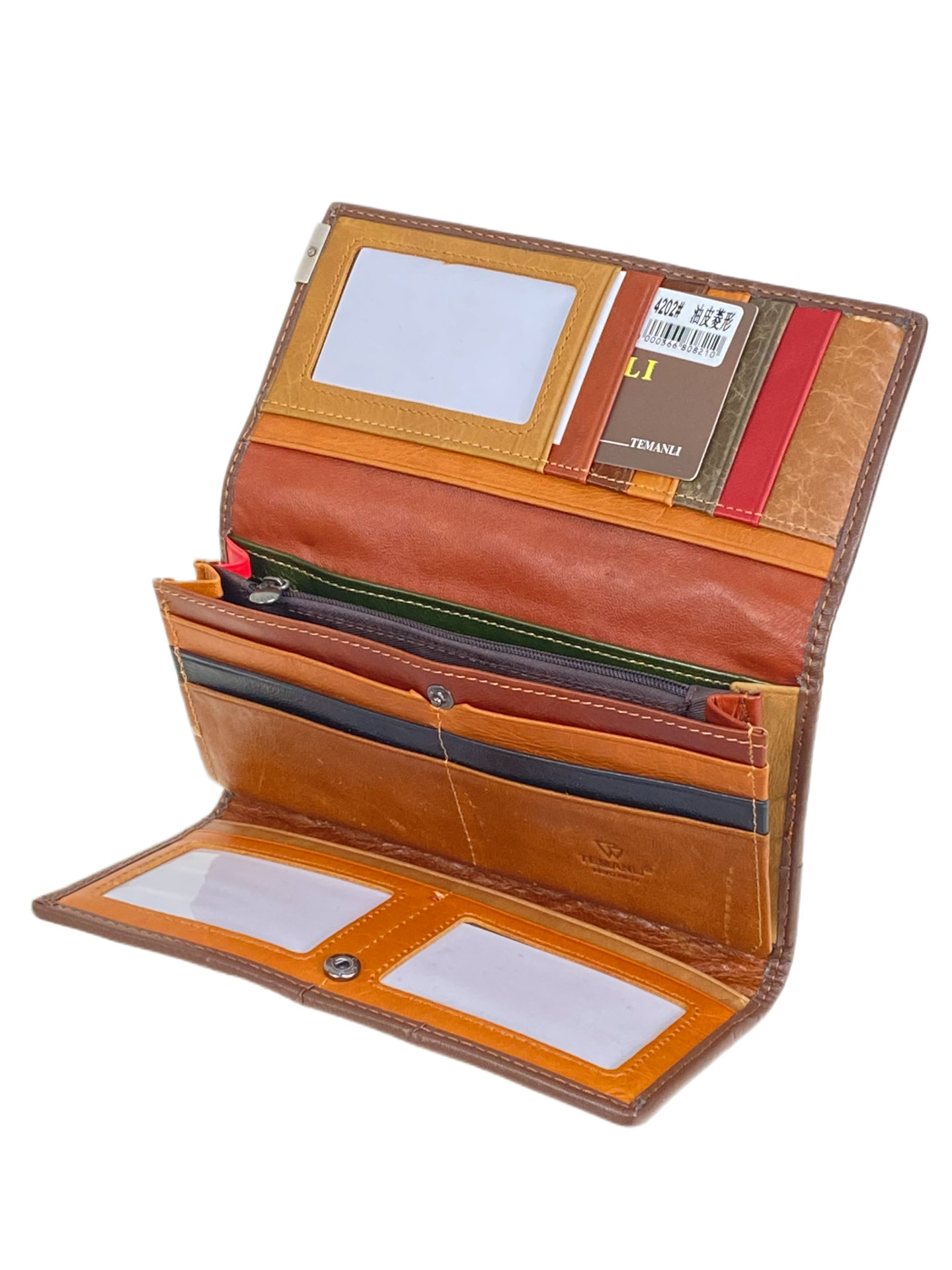 На фото 2 -  Женское портмоне из натуральной кожи мультицвет