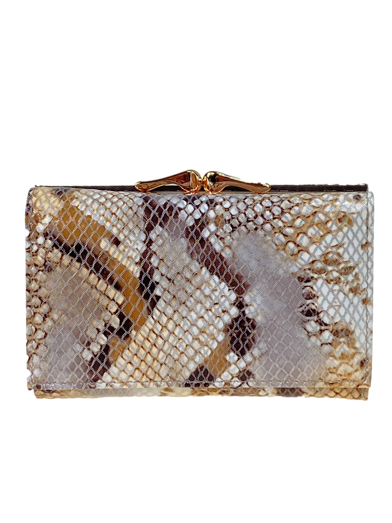 На фото 1 - Женский кошелек с фермуаром из натуральной кожи, мультицвет