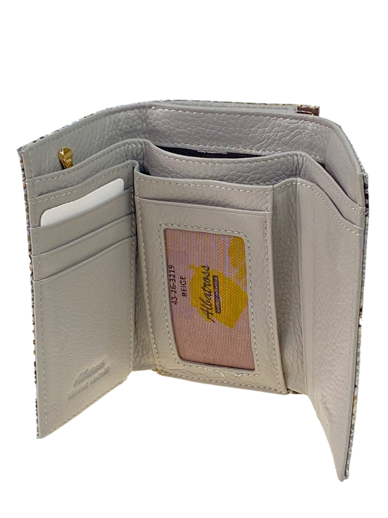 На фото 2 - Женский кошелек с фермуаром из натуральной кожи, мультицвет