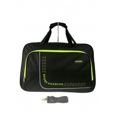 На фото 2 - Большая дорожно-спортивная сумка из текстиля, цвет чёрный с салатовым