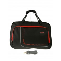 На фото 2 - Большая дорожно-спортивная сумка из текстиля, цвет чёрный с красным