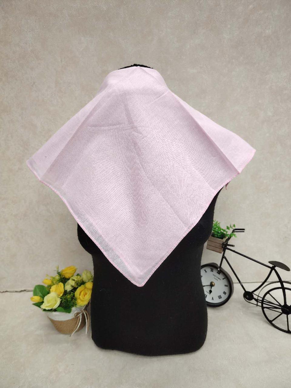 На фото 1 - Платок косынка на голову и шею, хлопок, цвет бело-розовый