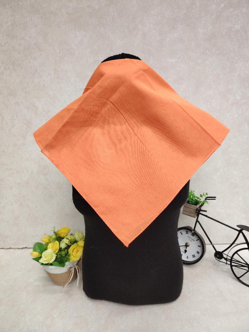 На фото 1 - Платок косынка на голову и шею, хлопок, цвет оранжевый