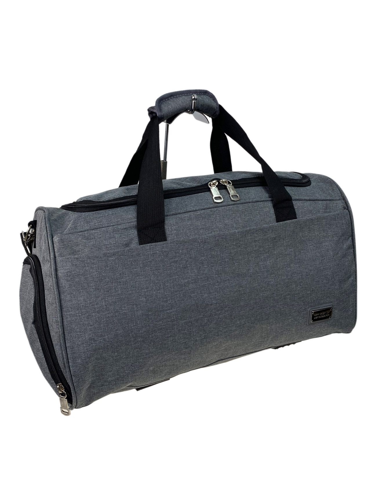 На фото 1 - Дорожная сумка из текстиля, цвет серый