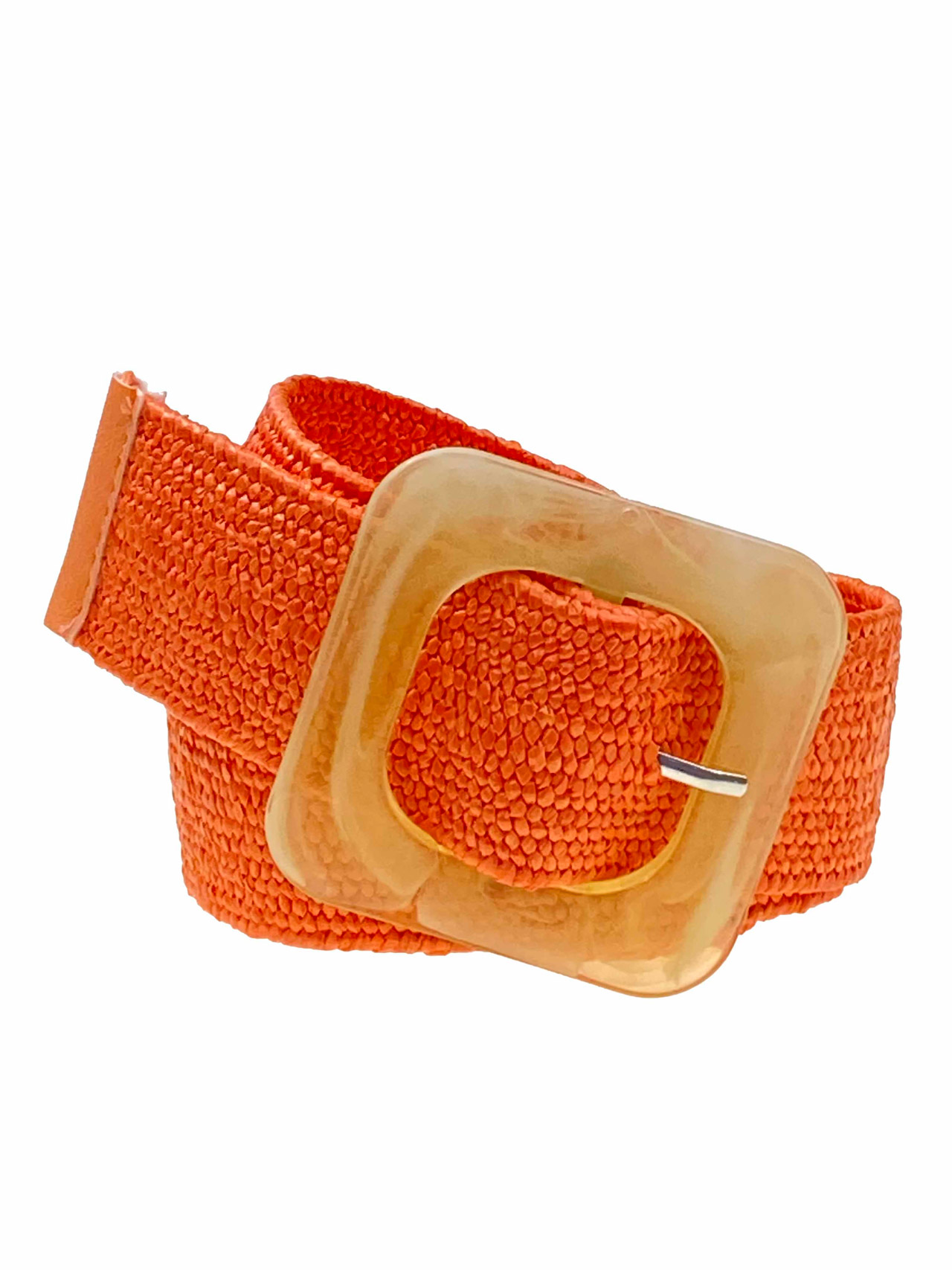 На фото 1 - Ремень женский  плетеный из соломы, цвет оранжевый