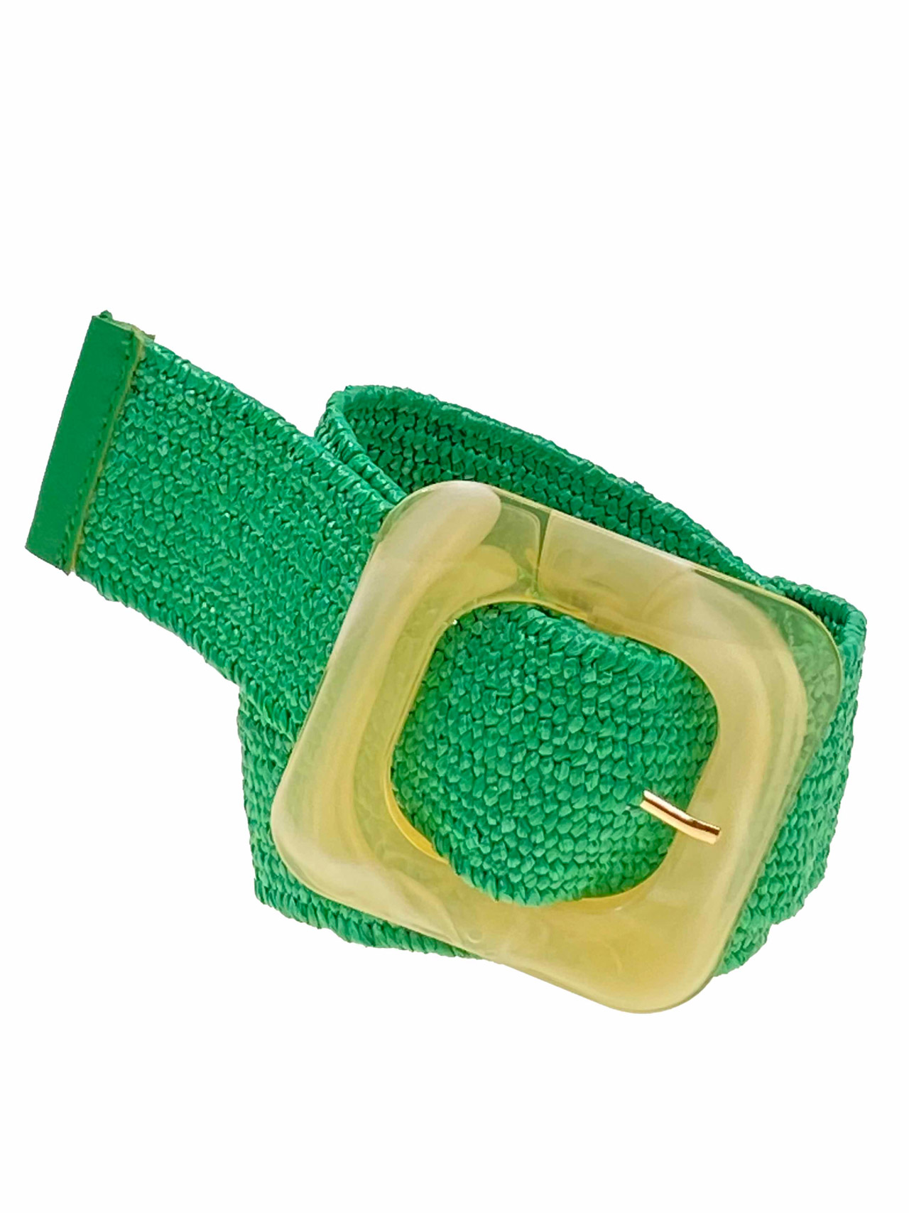 На фото 1 - Ремень женский  плетеный из соломы, цвет зеленый