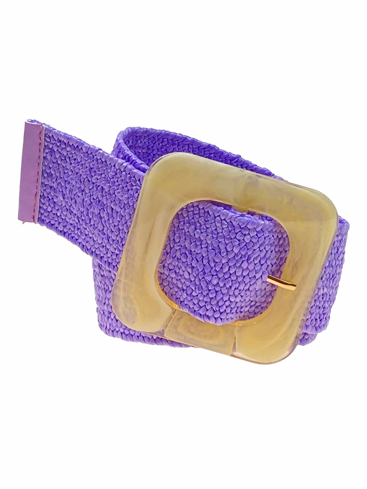 На фото 1 - Ремень женский  плетеный из соломы, цвет фиолетовый