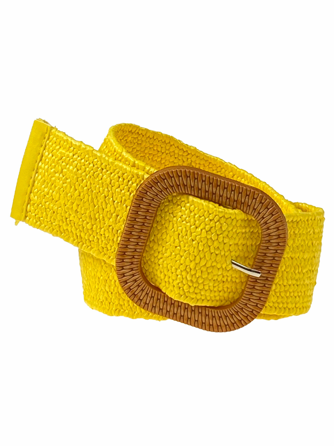 На фото 1 - Ремень женский  плетеный из соломы, цвет желтый