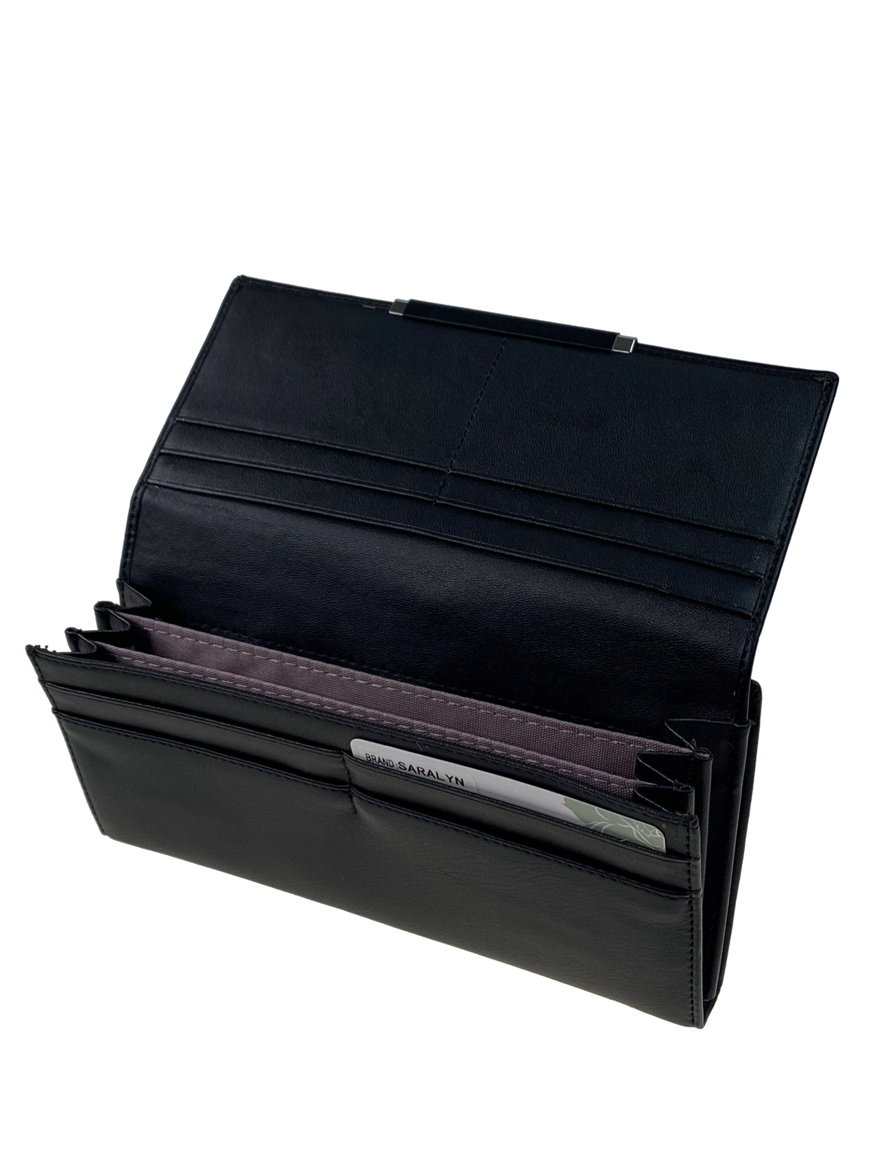 На фото 2 - Женский кошелёк с фермуаром из  искусственной кожи, цвет черный