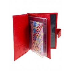 На фото 2 - Кожаная обложка для паспорта и автодокументов, цвет красный