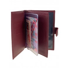 На фото 2 - Кожаная обложка для паспорта и автодокументов, цвет бордовый