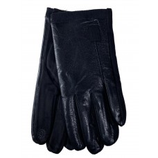 На фото 1 - Кожаные мужские  перчатки на флисе, цвет черный