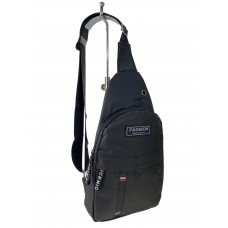 На фото 1 - Молодёжная сумка-слинг из текстиля, цвет чёрный