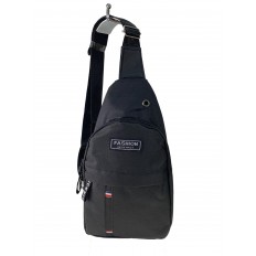 На фото 2 - Молодёжная сумка-слинг из текстиля, цвет чёрный