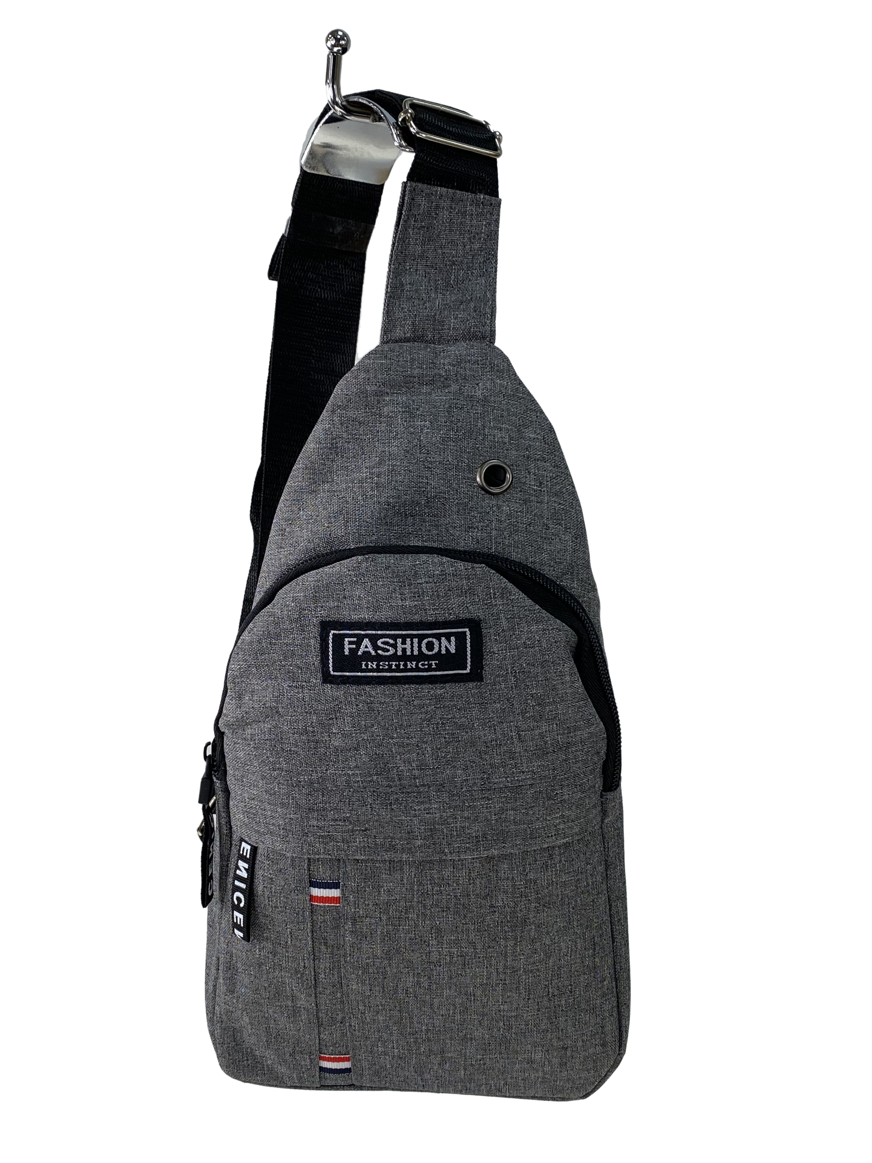На фото 2 - Молодёжная сумка-слинг из текстиля, цвет серый