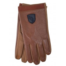 На фото 1 - Мужские перчатки комбинированные, цвет коричневый