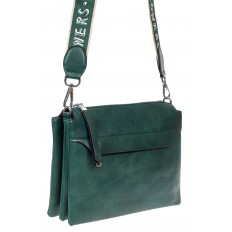 На фото 2 - Молодёжная сумка кросс-боди из экокожи, цвет тёмно-зелёный