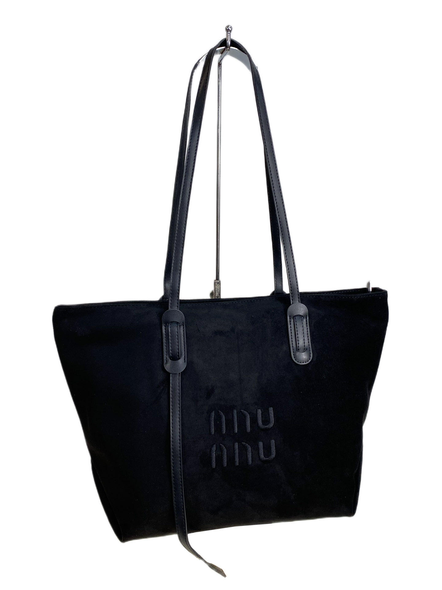 На фото 2 - Женская сумка из искусственной замши, цвет черный