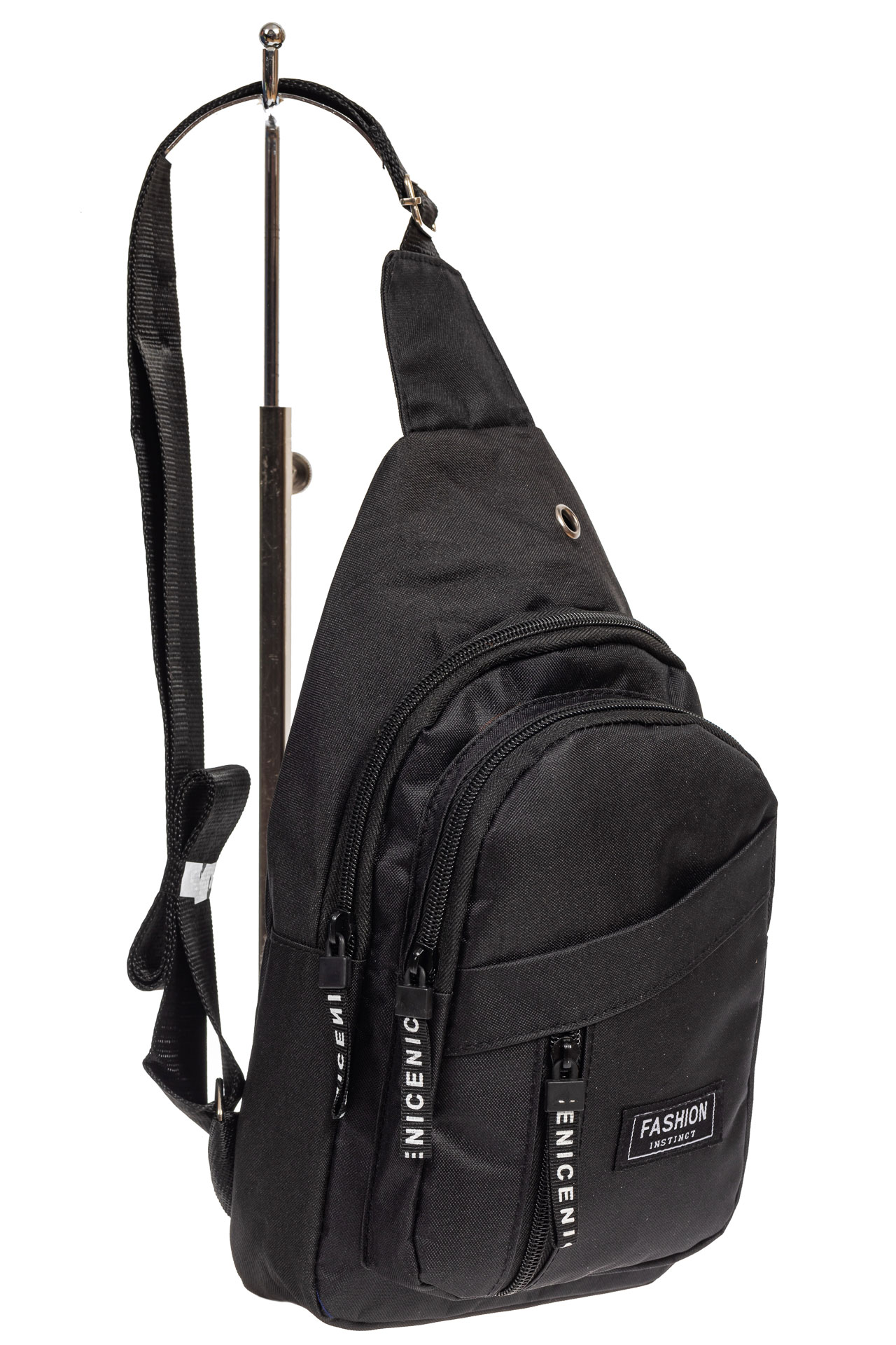 На фото 1 - Тканевая сумка-слинг, цвет чёрный