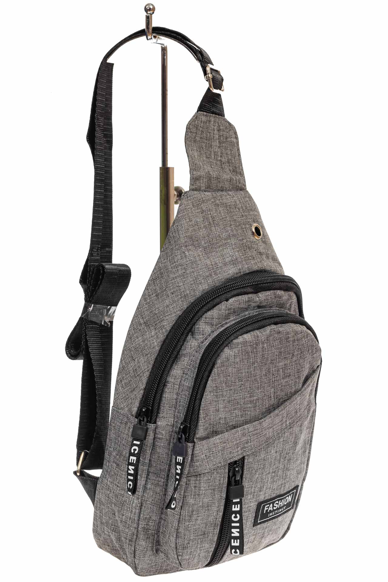 На фото 1 - Тканевая сумка-слинг, цвет серый