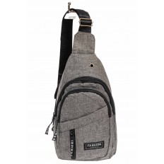 На фото 2 - Тканевая сумка-слинг, цвет серый