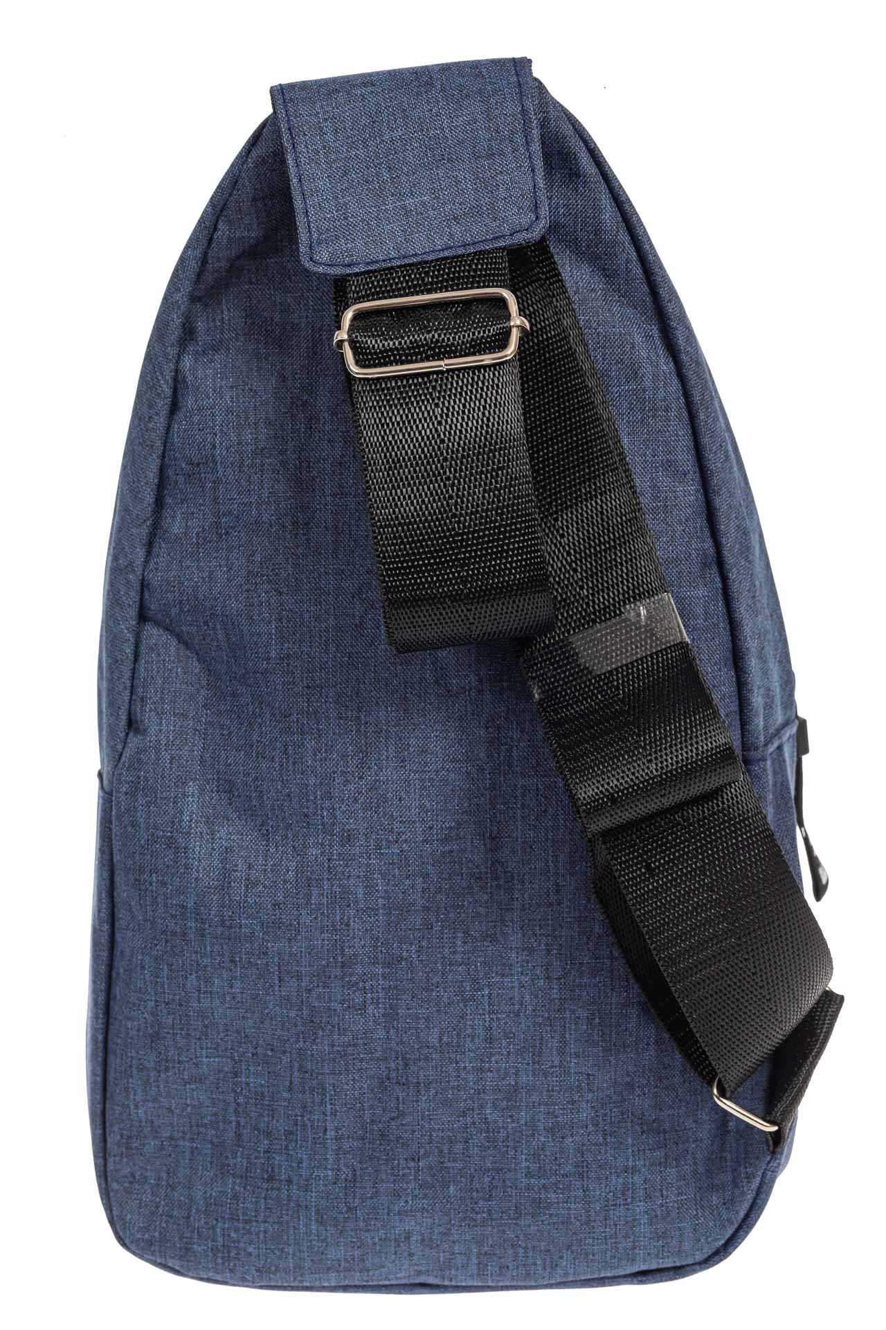На фото 3 - Тканевая сумка-слинг, цвет синий