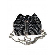 На фото 1 - Женская сумочка из велюра со стразами, цвет черный